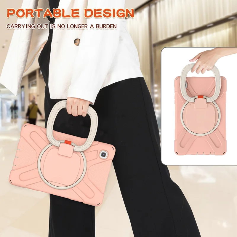 PC + Silicone Combo Hybrid Case with 360 Degree Rotary Kickstand for Samsung Galaxy Tab A7 Lite 8.7-inch - Rose Gold