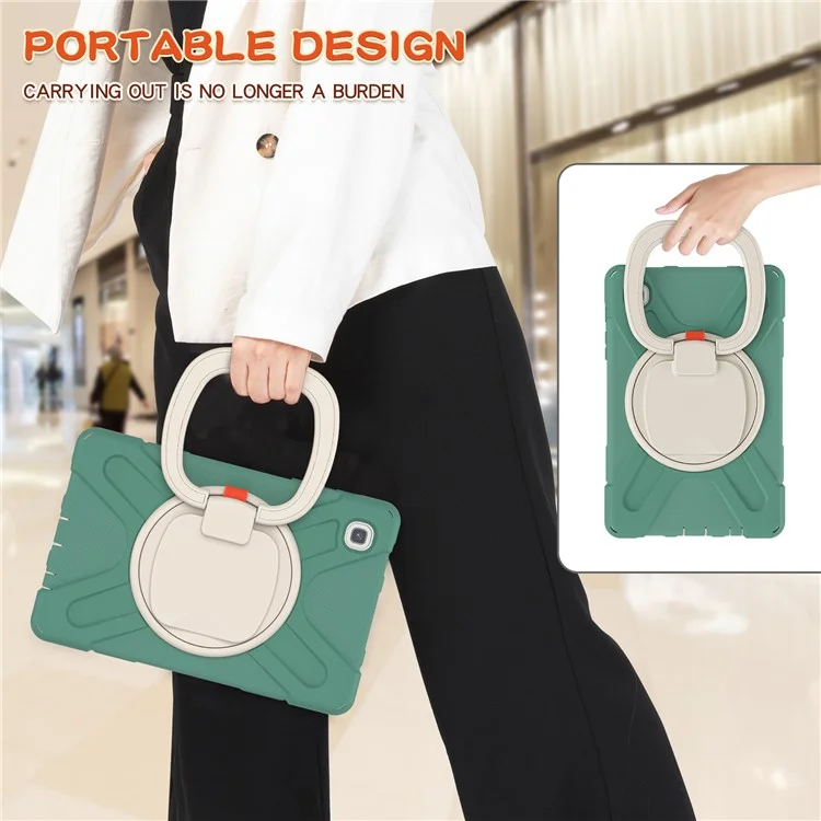 PC + Silicone Combo Hybrid Case with 360 Degree Rotary Kickstand for Samsung Galaxy Tab A7 Lite 8.7-inch - Emerald Green