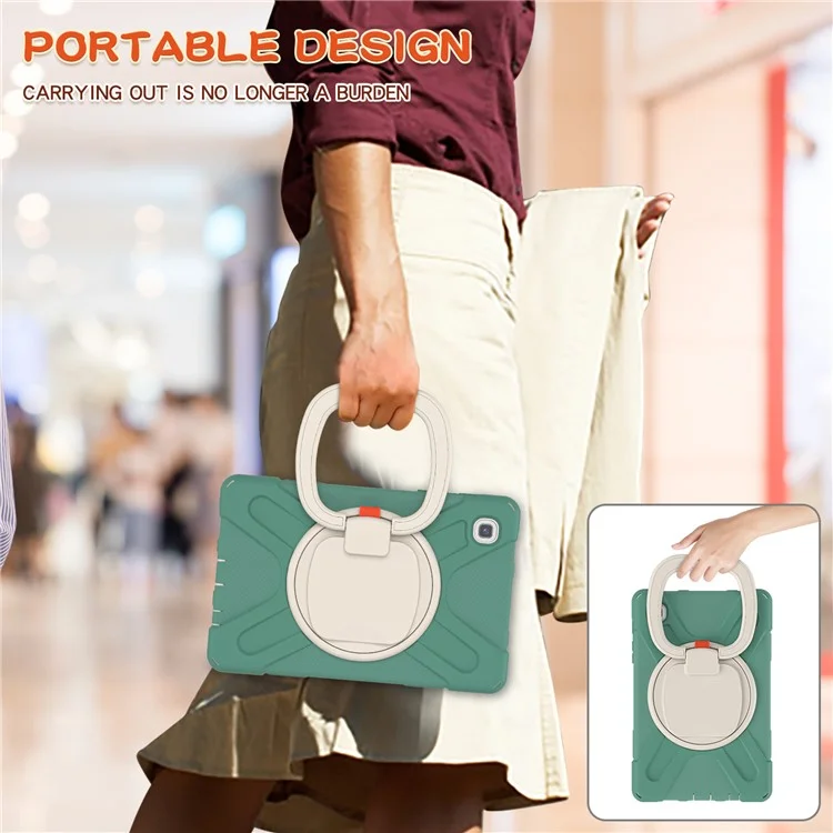 PC + Silicone Combo Hybrid Case with 360 Degree Rotary Kickstand for Samsung Galaxy Tab A7 Lite 8.7-inch - Emerald Green