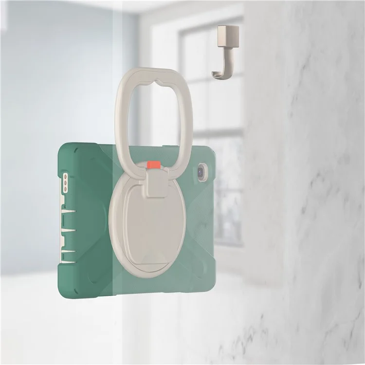PC + Silicone Combo Hybrid Case with 360 Degree Rotary Kickstand for Samsung Galaxy Tab A7 Lite 8.7-inch - Emerald Green