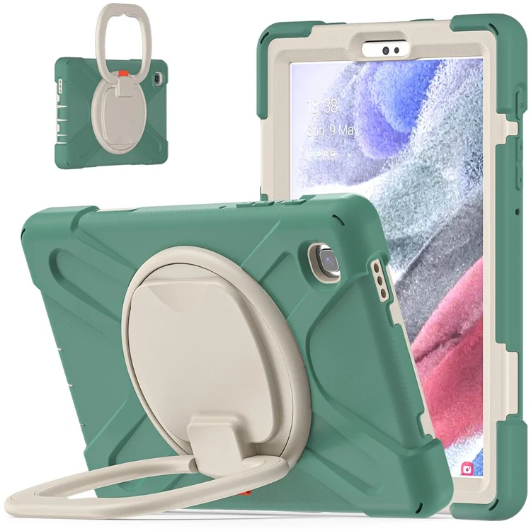 PC + Silicone Combo Hybrid Case with 360 Degree Rotary Kickstand for Samsung Galaxy Tab A7 Lite 8.7-inch - Emerald Green