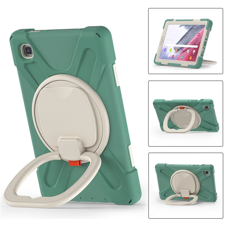 PC + Silicone Combo Hybrid Case with 360 Degree Rotary Kickstand for Samsung Galaxy Tab A7 Lite 8.7-inch - Emerald Green