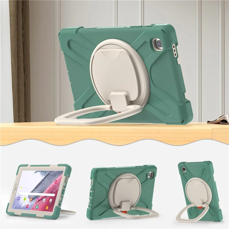 PC + Silicone Combo Hybrid Case with 360 Degree Rotary Kickstand for Samsung Galaxy Tab A7 Lite 8.7-inch - Emerald Green