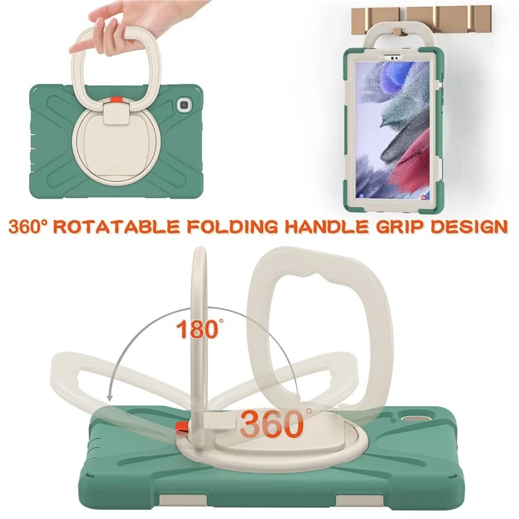 PC + Silicone Combo Hybrid Case with 360 Degree Rotary Kickstand for Samsung Galaxy Tab A7 Lite 8.7-inch - Emerald Green