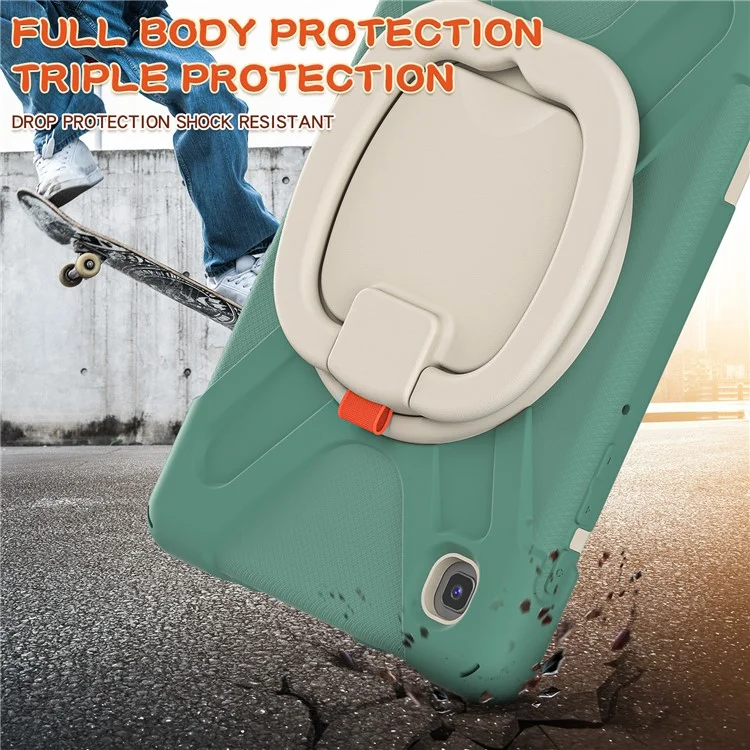 PC + Silicone Combo Hybrid Case with 360 Degree Rotary Kickstand for Samsung Galaxy Tab A7 Lite 8.7-inch - Emerald Green