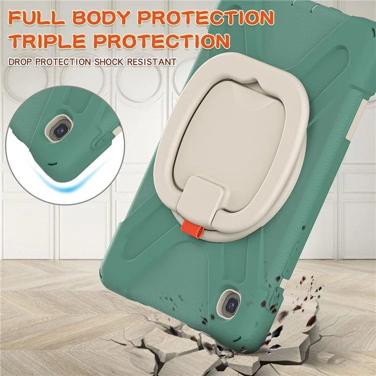 PC + Silicone Combo Hybrid Case with 360 Degree Rotary Kickstand for Samsung Galaxy Tab A7 Lite 8.7-inch - Emerald Green