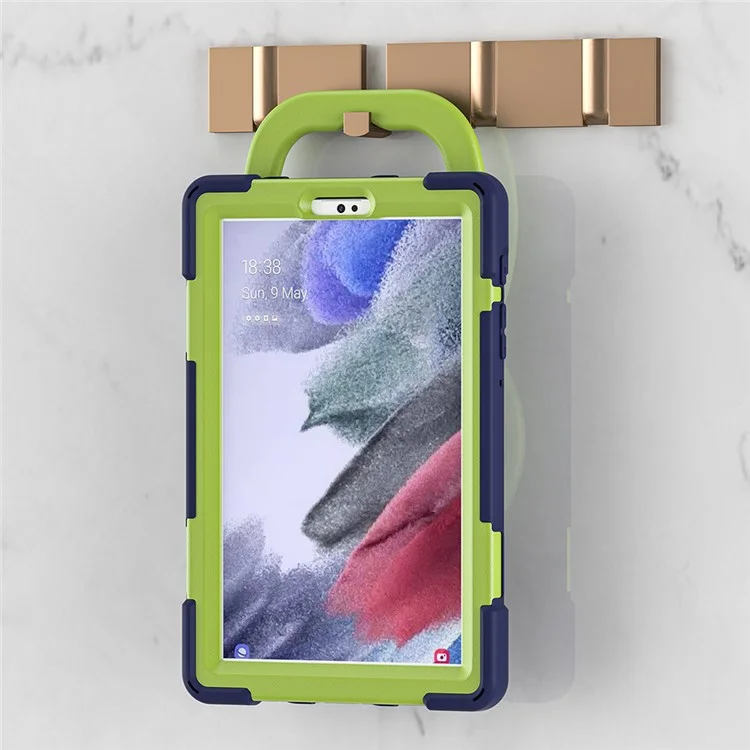 PC + Silicone Combo Hybrid Case with 360 Degree Rotary Kickstand for Samsung Galaxy Tab A7 Lite 8.7-inch - Navy Blue/Lime