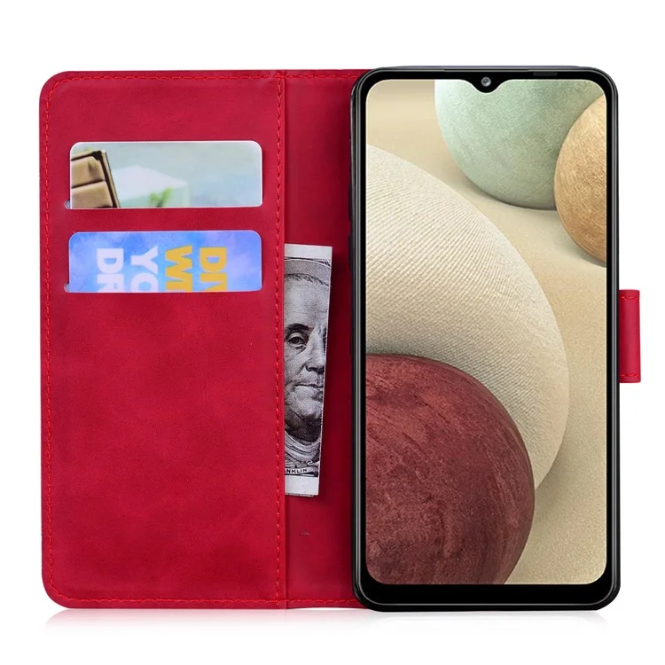 Caixa de Couro Magnético do Suporte da Carteira Para o Samsung Galaxy A22 4G (versão da Ue) - Vermelho