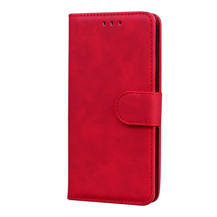 Caixa de Couro Magnético do Suporte da Carteira Para o Samsung Galaxy A22 4G (versão da Ue) - Vermelho