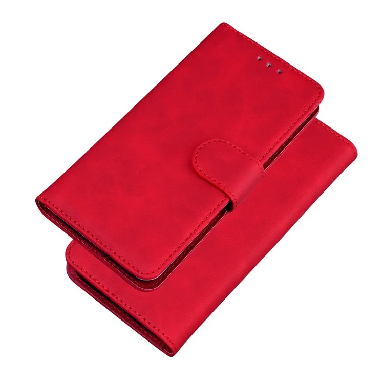 Caixa de Couro Magnético do Suporte da Carteira Para o Samsung Galaxy A22 4G (versão da Ue) - Vermelho