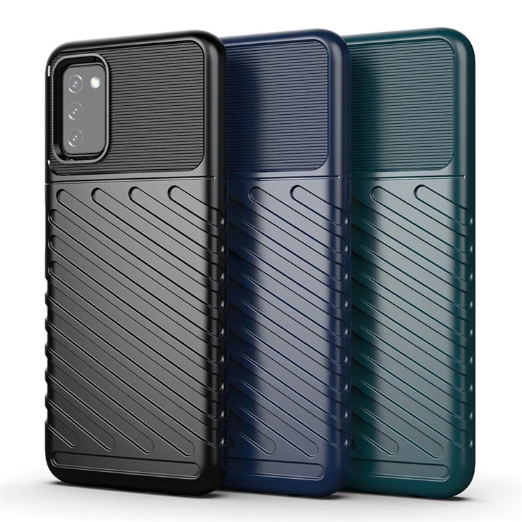 Thunder Series Twill Texture Thickened TPU Protective Cover Case for Samsung Galaxy A03s (164.2 x 75.9 x 9.1mm)/(166.5 x 75.98 x 9.14mm) - Black