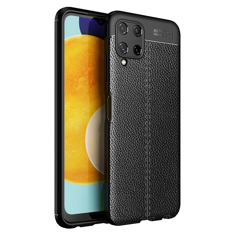 Funda Protectora de Teléfono Móvil con Textura de Lichis TPU de Piel para Samsung Galaxy A22 4G (Versión Europea) - Negro