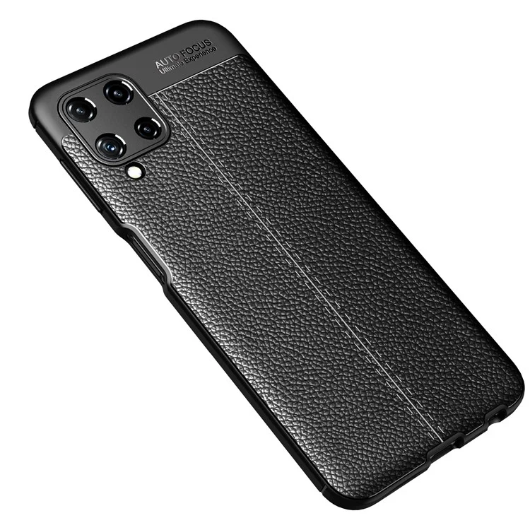 Funda Protectora de Teléfono Móvil con Textura de Lichis TPU de Piel para Samsung Galaxy A22 4G (Versión Europea) - Negro
