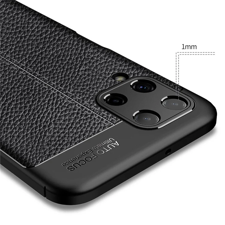 Funda Protectora de Teléfono Móvil con Textura de Lichis TPU de Piel para Samsung Galaxy A22 4G (Versión Europea) - Negro
