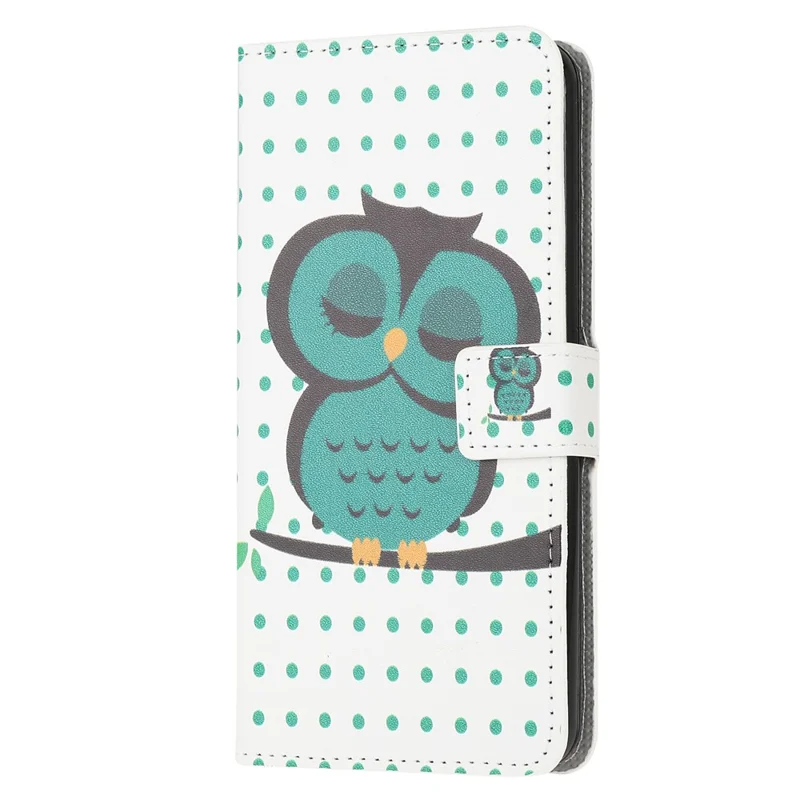 Pattern Printing Full Protection Stand Wallet Design Leather Phone Case for Samsung Galaxy A03s (166.5mm) - Green Owl
