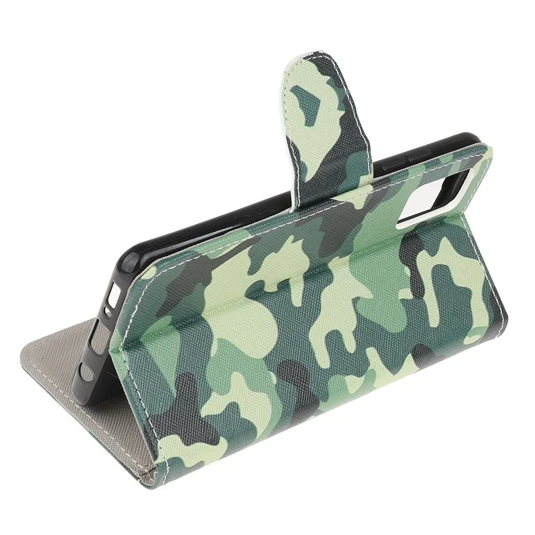 Pattern Printing Cross Texture Leather Wallet Stand Case with Lanyard for Samsung Galaxy A03s (166.5 x 75.98 x 9.14mm) - Camouflage
