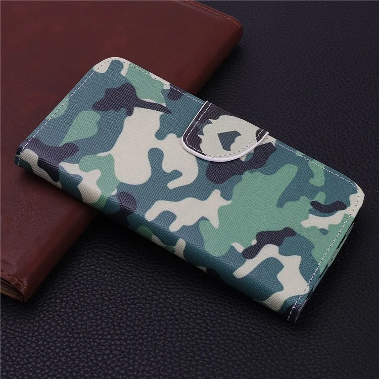 Pattern Printing Cross Texture Leather Wallet Stand Case with Lanyard for Samsung Galaxy A03s (166.5 x 75.98 x 9.14mm) - Camouflage
