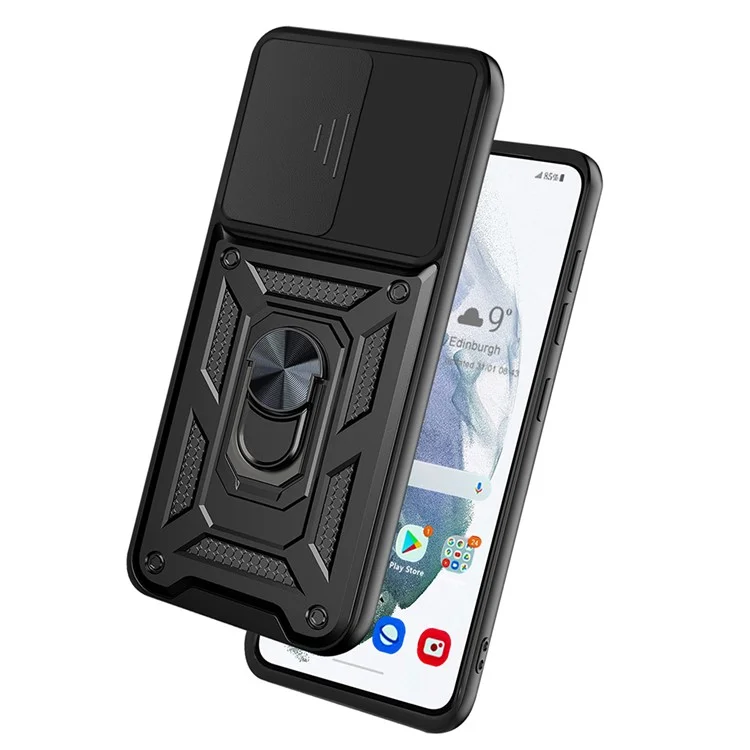 Étui de protection pour téléphone portable Samsung Galaxy S21 FE avec support anneau et béquille - Noir