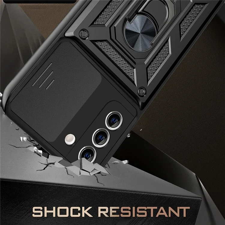 Étui de protection pour téléphone portable Samsung Galaxy S21 FE avec support anneau et béquille - Noir