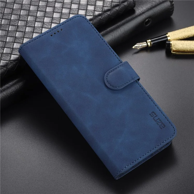 AZNS PU Leather Phone Cover Wallet Stand Case for Samsung Galaxy S20 FE 2022/S20 FE 4G/S20 FE 5G/S20 Lite - Blue