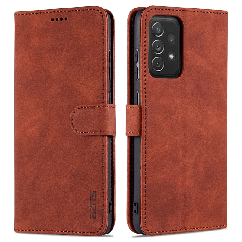 AZNS PU-Leder-Telefon-Titel-Hülle Für Samsung Galaxy A72 4G / 5G - Braun