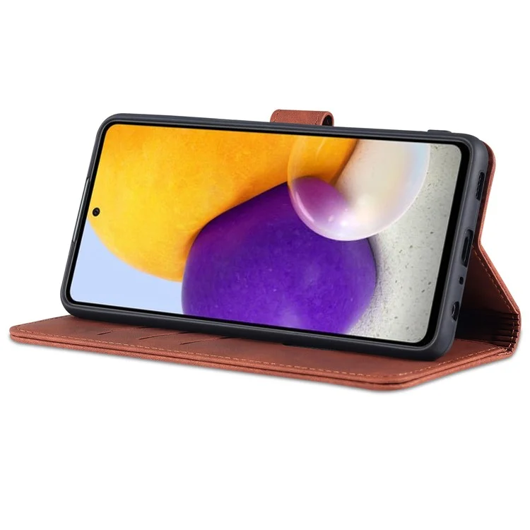 AZNS PU-Leder-Telefon-Titel-Hülle Für Samsung Galaxy A72 4G / 5G - Braun