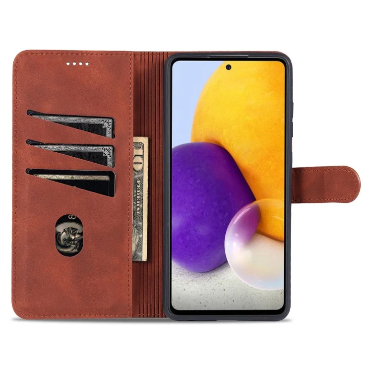 AZNS PU-Leder-Telefon-Titel-Hülle Für Samsung Galaxy A72 4G / 5G - Braun