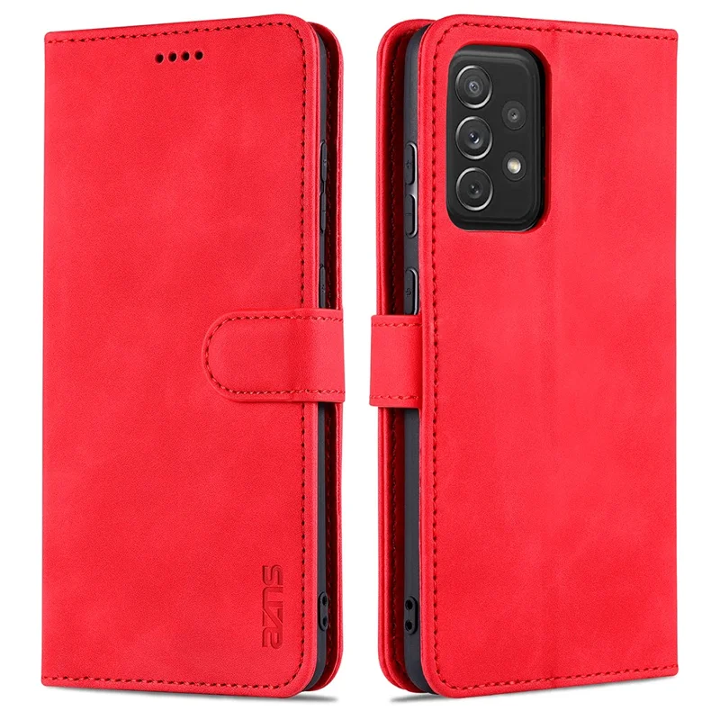 Coque De Téléphone De Téléphone En Cuir Azns pu Pour Samsung Galaxy A72 4G / 5g - Rouge