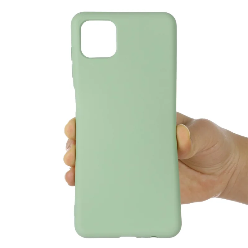 For Samsung Galaxy A22 5G (EU Version) Liquid Silicone Phone Case Shockproof Protective Cover with Handy Strap - Green
