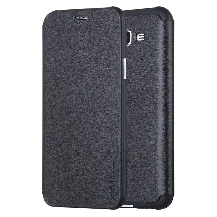 X-LEVEL Leather Flip Stand Shell for Samsung Galaxy J5 SM-J500F - Black