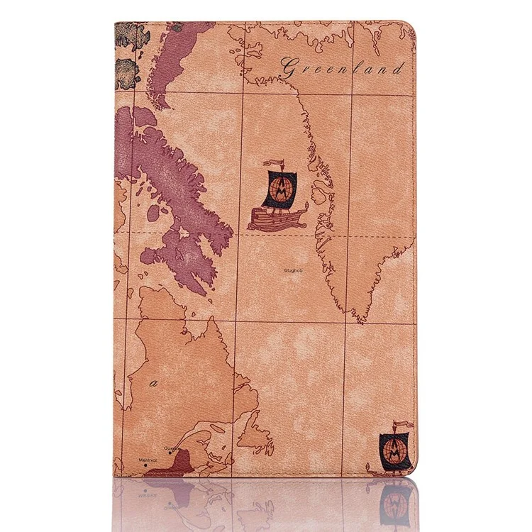 Map Pattern Leather Wallet Tablet Stand Protective Case Cover Shell for Samsung Galaxy Tab A7 Lite 8.7-inch - Brown