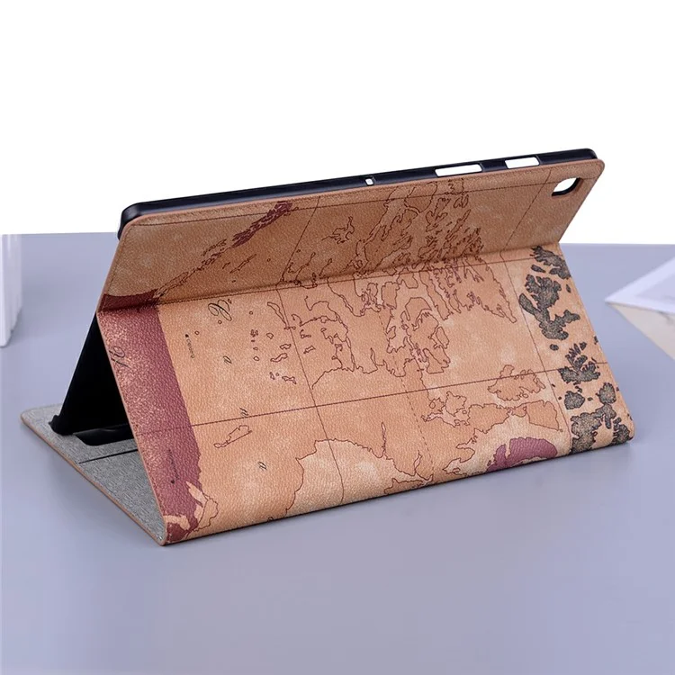Map Pattern Leather Wallet Tablet Stand Protective Case Cover Shell for Samsung Galaxy Tab A7 Lite 8.7-inch - Brown