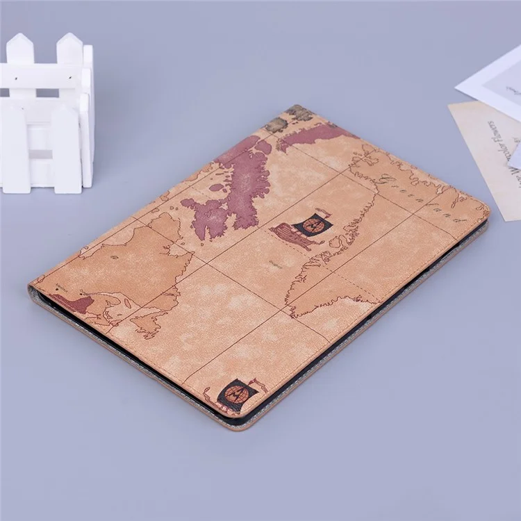 Map Pattern Leather Wallet Tablet Stand Protective Case Cover Shell for Samsung Galaxy Tab A7 Lite 8.7-inch - Brown