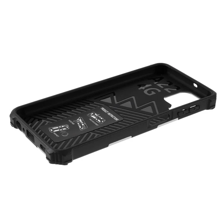 PC TPU Combo Stoßdämpfer -rüstungshülle Mit Kickstand Und Magnetmetallblech Für Samsung Galaxy A22 4G (EU -version) - Silber-
