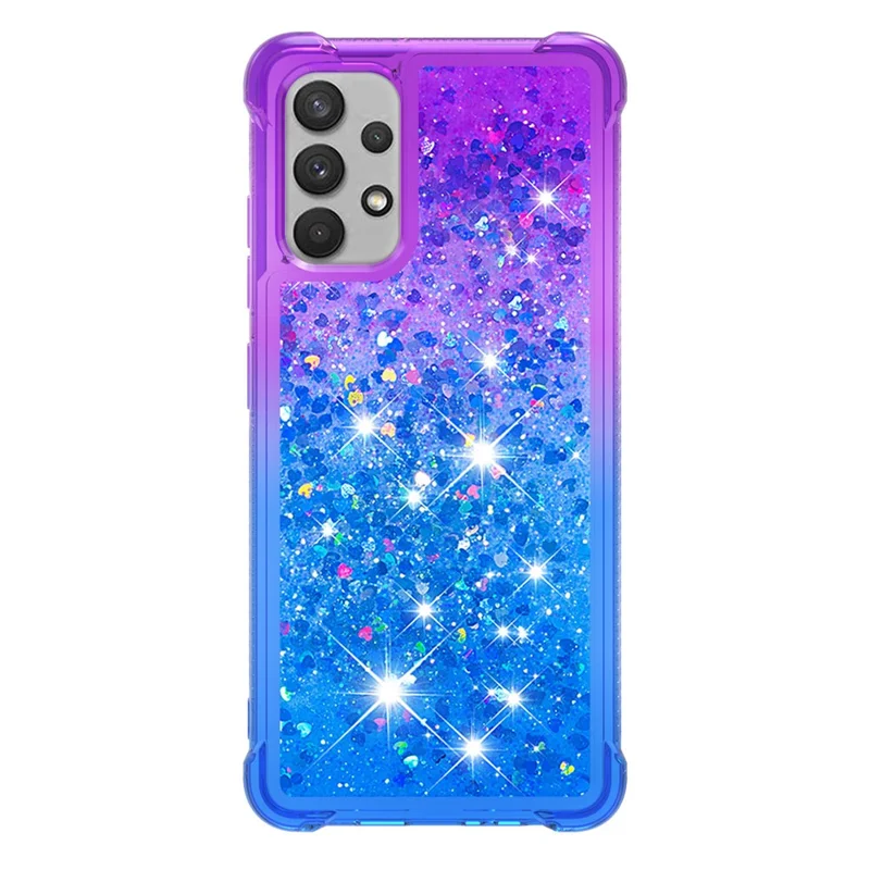 Glitter Moving Quicksand Shockproof Unique Gradient Color Phone Case for Samsung Galaxy A32 4G (EU Version) - Purple/Blue