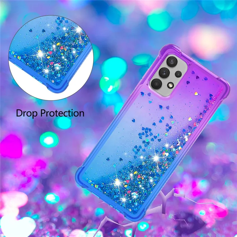 Glitter Moving Quicksand Shockproof Unique Gradient Color Phone Case for Samsung Galaxy A32 4G (EU Version) - Purple/Blue
