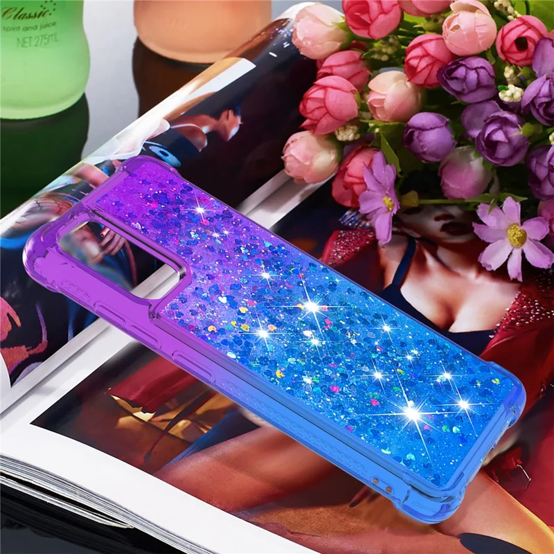 Glitter Moving Quicksand Shockproof Unique Gradient Color Phone Case for Samsung Galaxy A32 4G (EU Version) - Purple/Blue