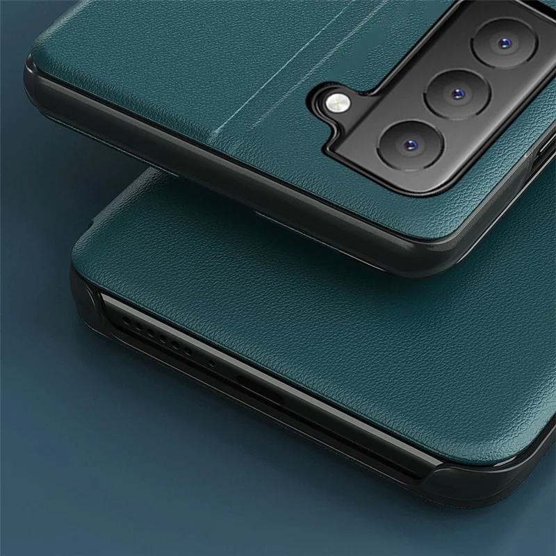 Case View Window PU Leather Stand Cover for Samsung Galaxy S21 FE - Red