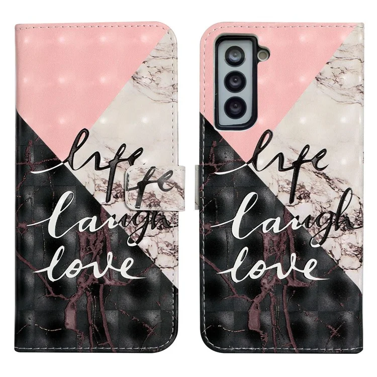 Ultra Wallet 3D Pattern Printing Style Premium PU Leather Flip Magnetic Closure Cover Case for Samsung Galaxy S21 FE - Tri-color