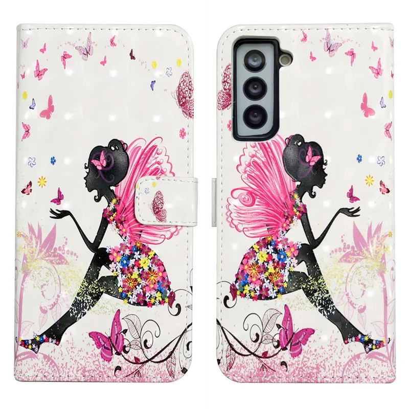 Ultra Wallet 3D Pattern Printing Style Premium PU Leather Flip Magnetic Closure Cover Case for Samsung Galaxy S21 FE - Fairy