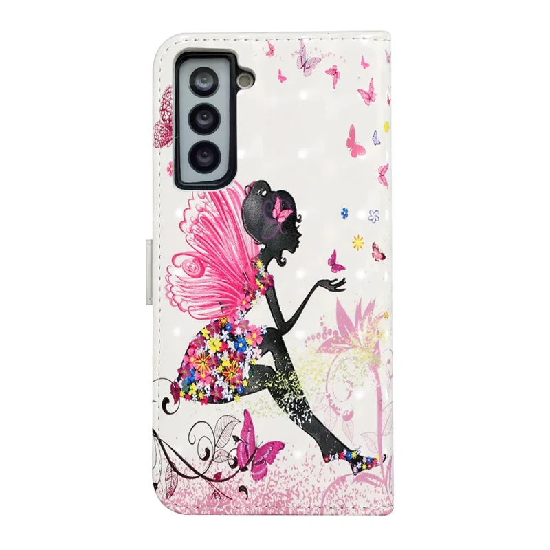 Ultra Wallet 3D Pattern Printing Style Premium PU Leather Flip Magnetic Closure Cover Case for Samsung Galaxy S21 FE - Fairy