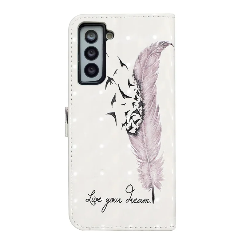 Ultra Wallet 3D Pattern Printing Style Premium PU Leather Flip Magnetic Closure Cover Case for Samsung Galaxy S21 FE - Pink Goose Feather
