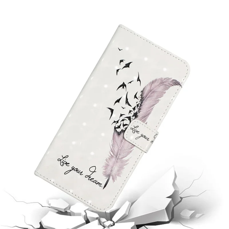 Ultra Wallet 3D Pattern Printing Style Premium PU Leather Flip Magnetic Closure Cover Case for Samsung Galaxy S21 FE - Pink Goose Feather
