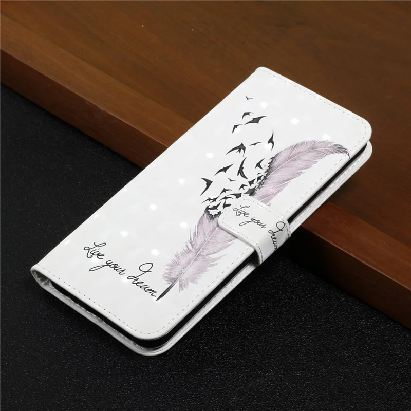Ultra Wallet 3D Pattern Printing Style Premium PU Leather Flip Magnetic Closure Cover Case for Samsung Galaxy S21 FE - Pink Goose Feather