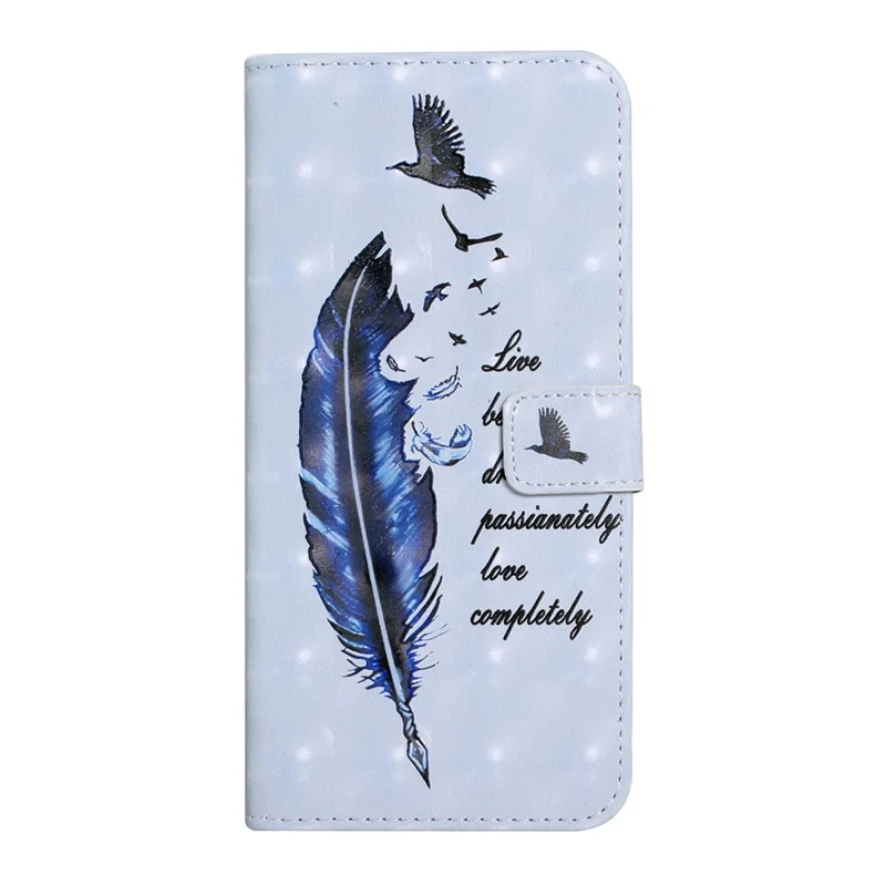3D Cute Pattern Printing Wallet PU Leather Wallet Case Flip Folio Stand View for Samsung Galaxy A02s (164.2mm) / M02s - Blue Goose Feather