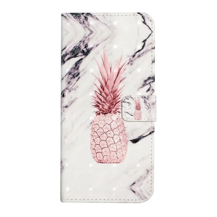 Carteira de Couro PU com Impressão de Padrão Fofo 3D para Samsung Galaxy A02s (164,2x75,9x9,1mm) / M02s - Mármore Abacaxi