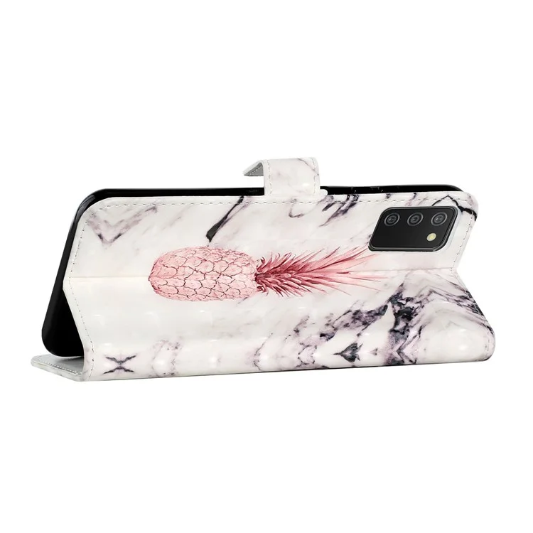 Carteira de Couro PU com Impressão de Padrão Fofo 3D para Samsung Galaxy A02s (164,2x75,9x9,1mm) / M02s - Mármore Abacaxi