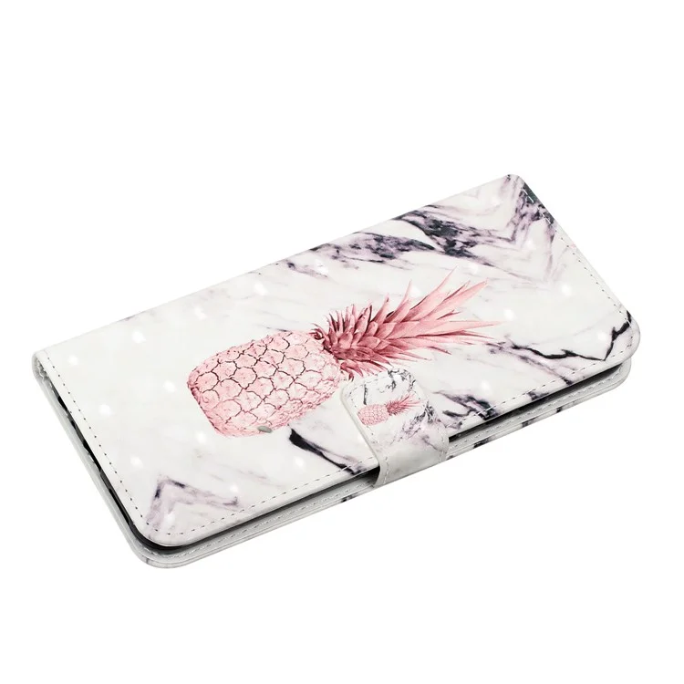 Carteira de Couro PU com Impressão de Padrão Fofo 3D para Samsung Galaxy A02s (164,2x75,9x9,1mm) / M02s - Mármore Abacaxi