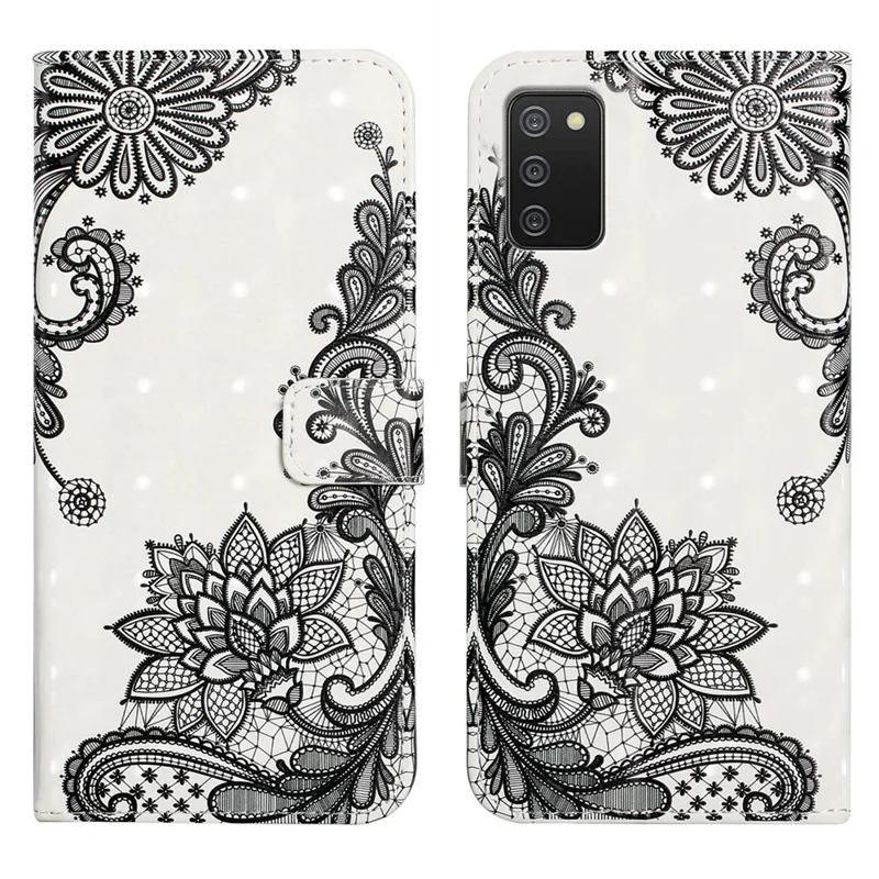 3D Cute Pattern Printing Wallet PU Leather Wallet Case Flip Folio Stand View for Samsung Galaxy A02s (164.2mm) / M02s - Diagonal Flower