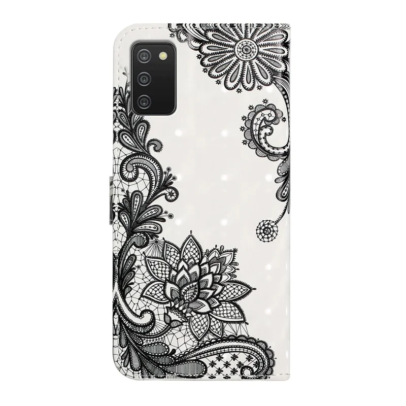 3D Cute Pattern Printing Wallet PU Leather Wallet Case Flip Folio Stand View for Samsung Galaxy A02s (164.2mm) / M02s - Diagonal Flower